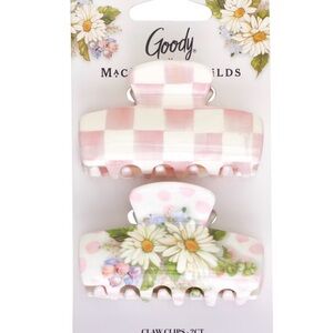 Pink and White Floral Claw Clips Set of 2